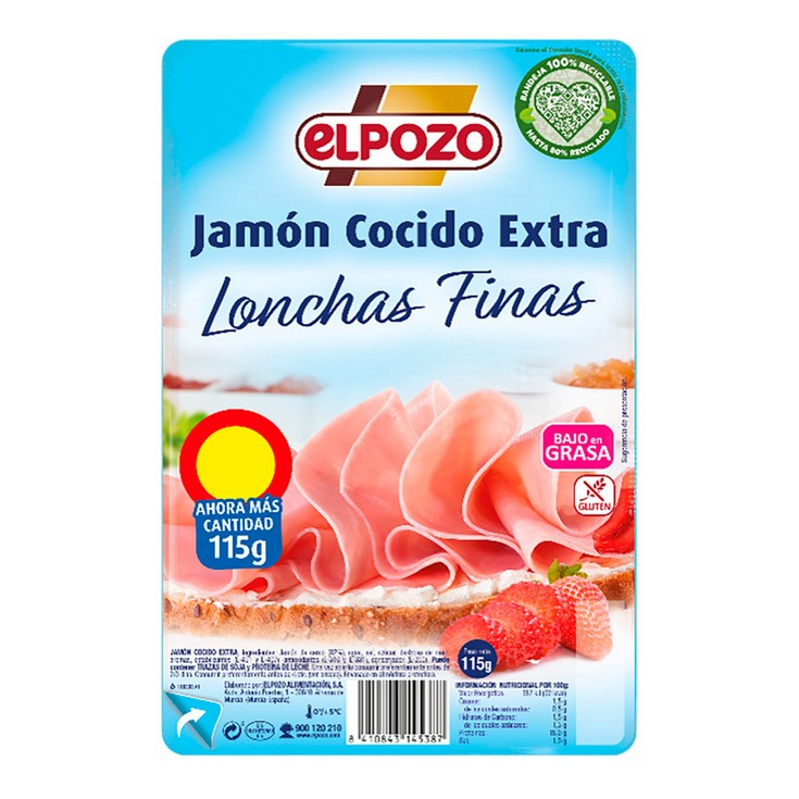 Jamón cocido extra lonchas finas - 115g