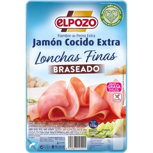 Jamón cocido extra braseado - El Pozo - 115g