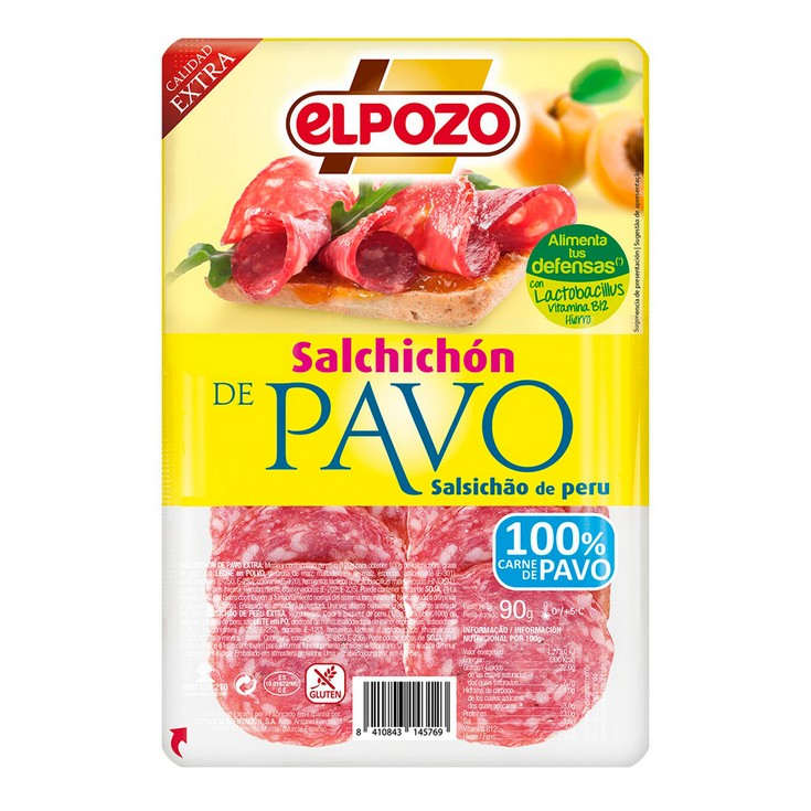 Salchichón de pavo 100% en lonchas - El Pozo - 90g