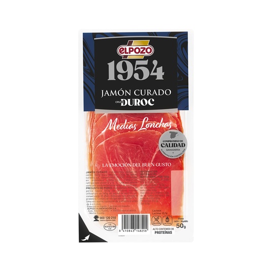 Jamón curado medias lonchas sin lactosa 50g