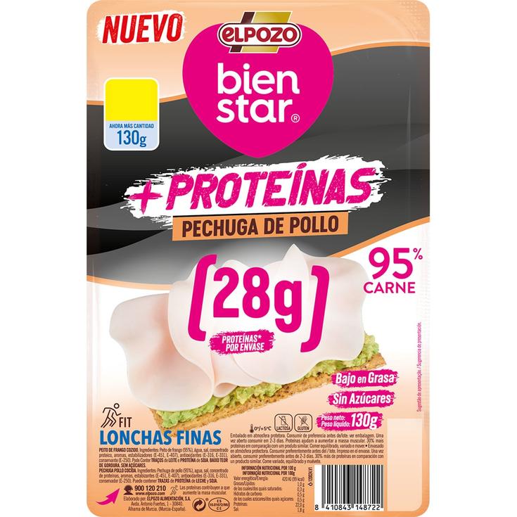 Lonchas de pechuga de pollo bajo en grasa 130g