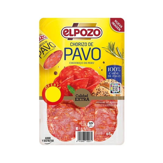 Chorizo de pavo extra en lonchas sin gluten