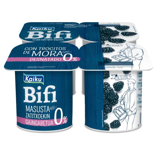 Yogur desnatado bifi con moras - 4x125g