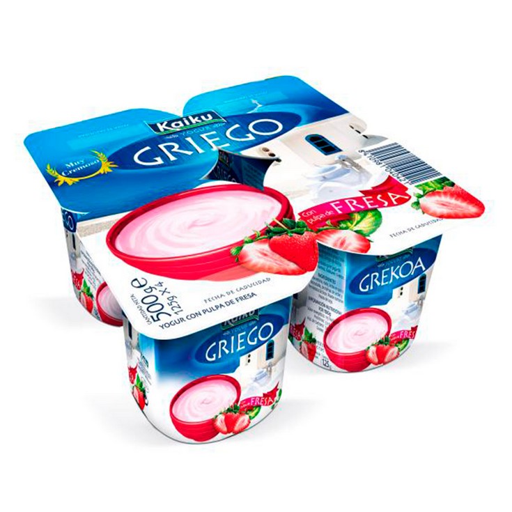 Yogur griego con pulpa de fresa - Kaiku - 4x125g