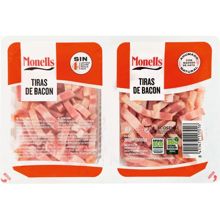 Tiras de bacon ahumado natural - Monells - 2 x 100gr