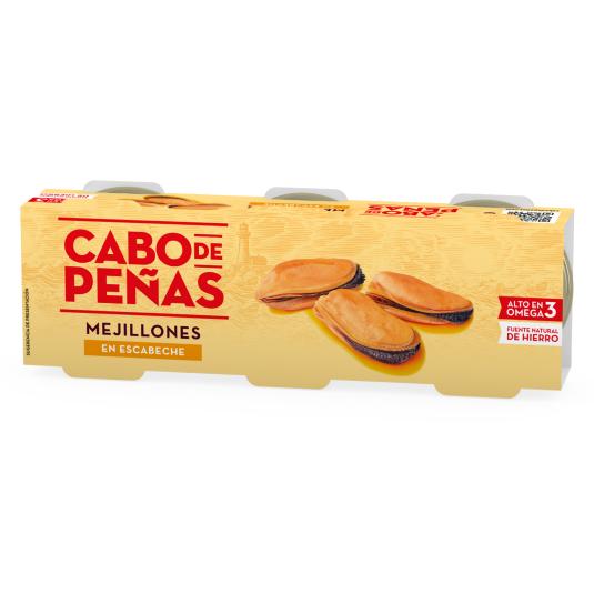 Mejillones en Escabeche Picantes - Cabo de Peñas - 3x43g