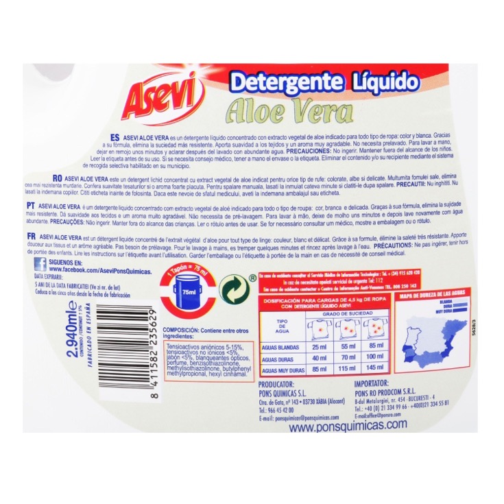 Detergente Líquido Aloe Vera 42 lavados
