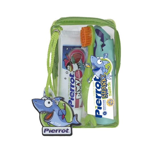 Sharky mini kit de viaje infantil con pasta de dientes 