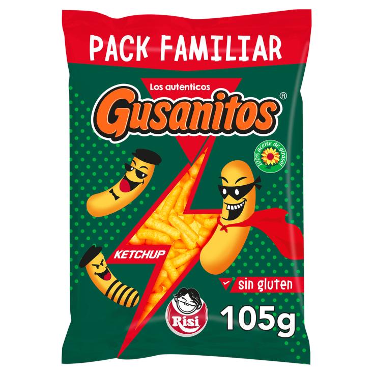 Snack de maíz Gusanitos sabor ketchup - Risi - 105g