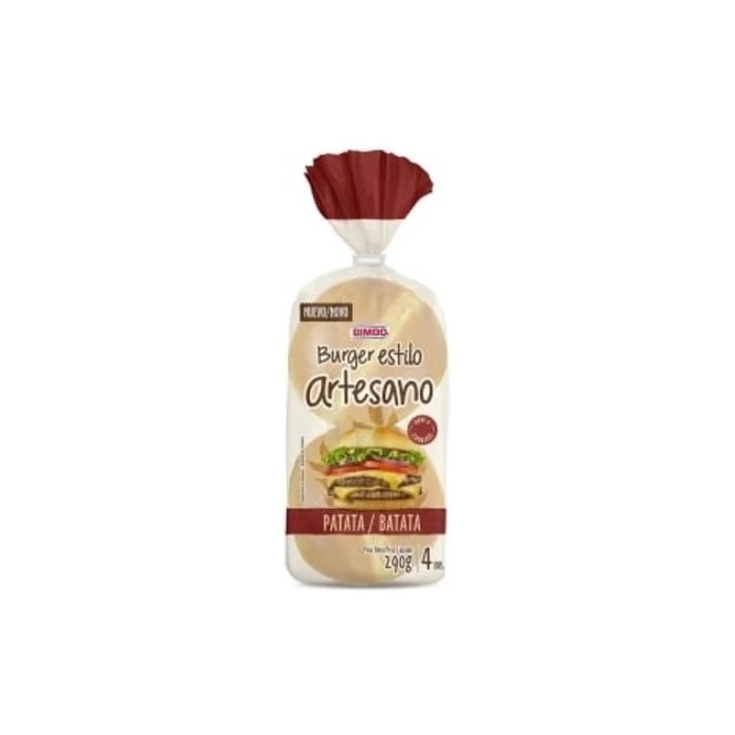 PAN DE HAMBURGUESA ARTESANO PATATA BIMBO 4 UNIDADES 290 GR