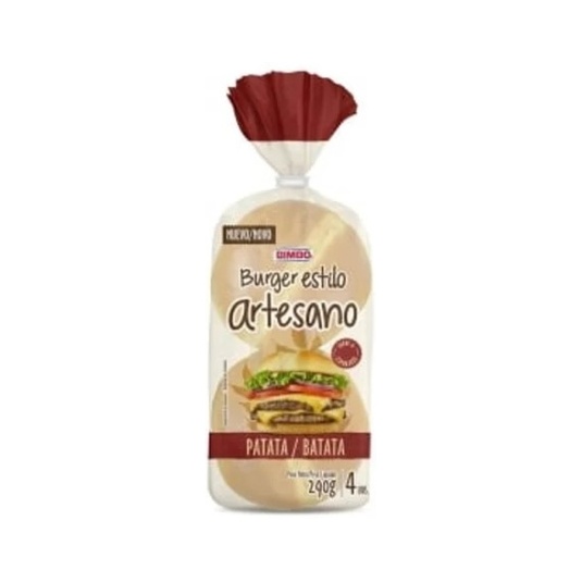 PAN DE HAMBURGUESA ARTESANO PATATA BIMBO 4 UNIDADES 290 GR