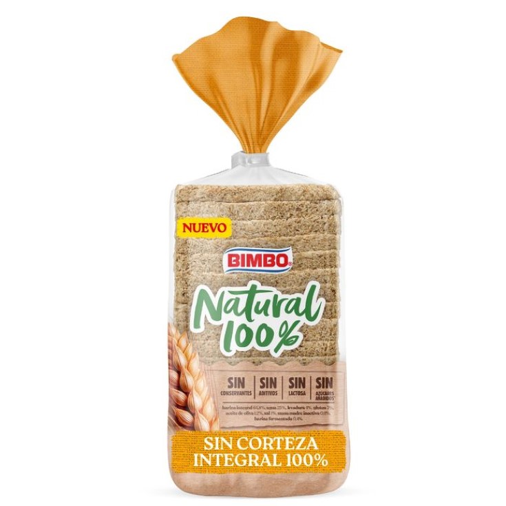 Pan de molde sin corteza 100% integral -450g