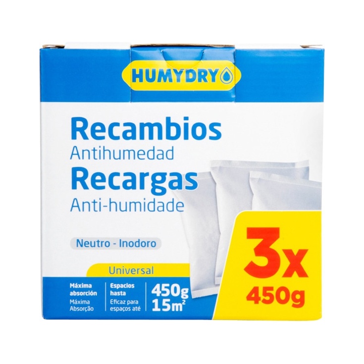 Recambios para aparato antihumedad universal 3 envases 450 g