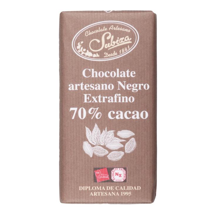 Chocolate Negro 70% artesano Subiza - 125g
