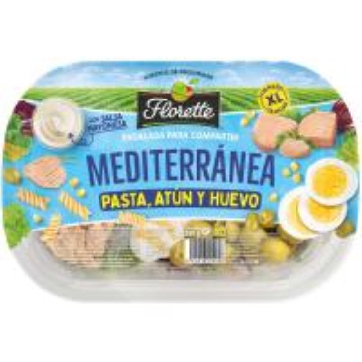 Ensalada completa pasta, atún y huevo mediterránea - 500g