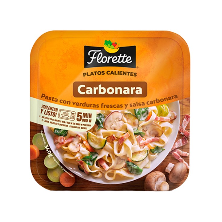 Pasta con verduras frescas a la carbonara -340g