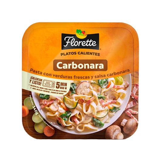 Pasta con verduras frescas a la carbonara -340g