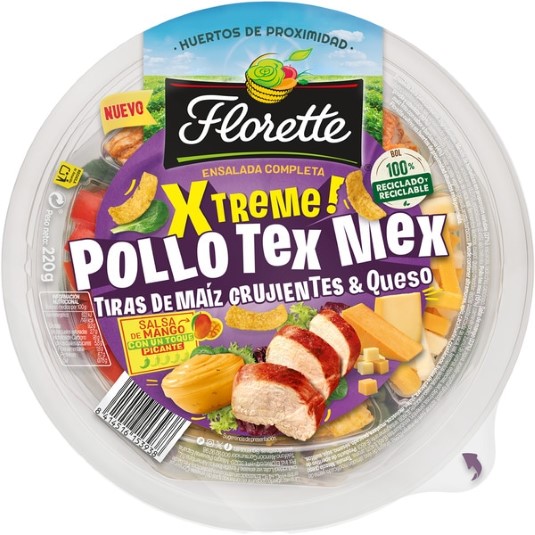 Ensalada Completa Xtreme pollo tex mex tiras de maíz 