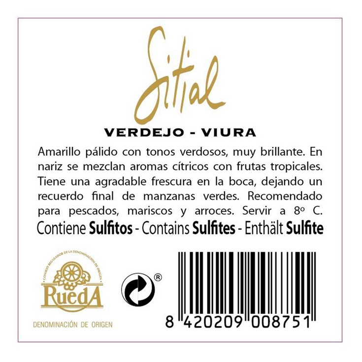 Vino Blanco D.O Rueda - Sitial - 75cl