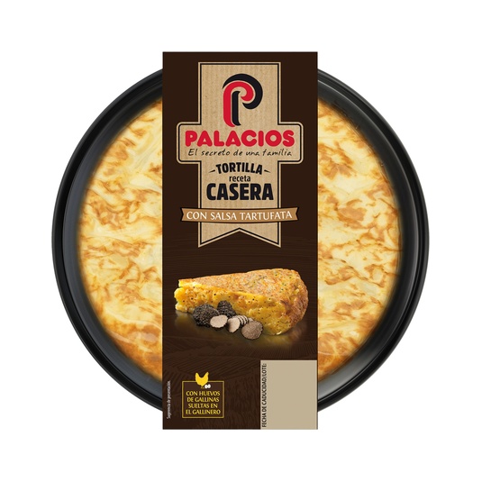 Tortilla de patata casera con salsa tartufata sin gluten
