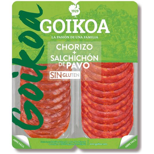 Chorizo de pavo + salchichón de pavo Goikoa - 150g