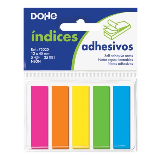 Blíster índices adhesivos neon Dohe - 5x25 uds