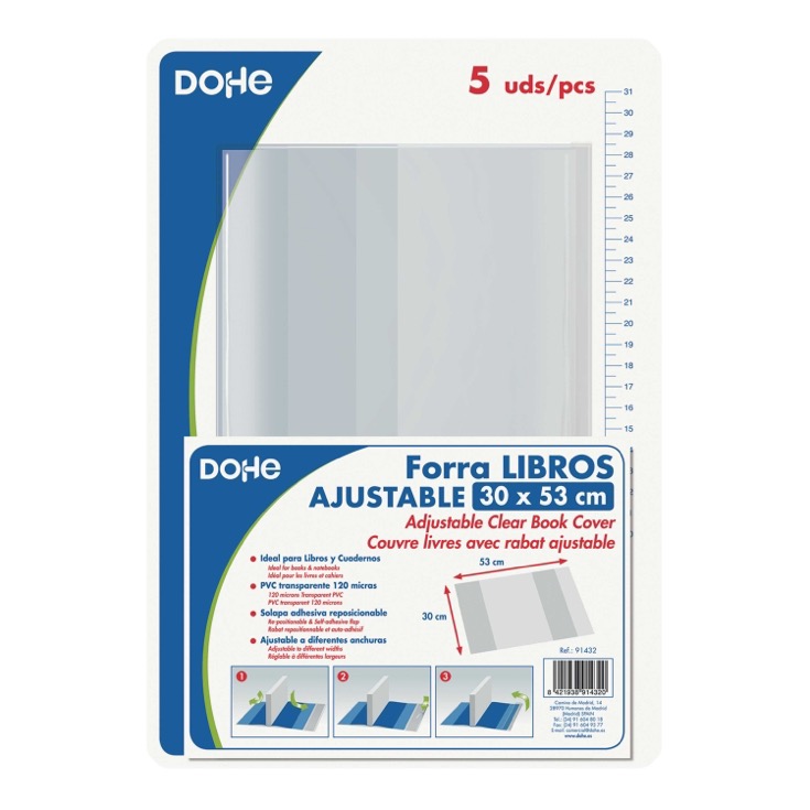 Plástico forralibros 30x53cm ajustable Dohe - 5 uds