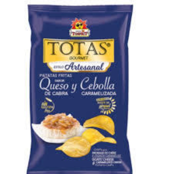 Patatas fritas sabor queso de cabra y cebolla caramelizada