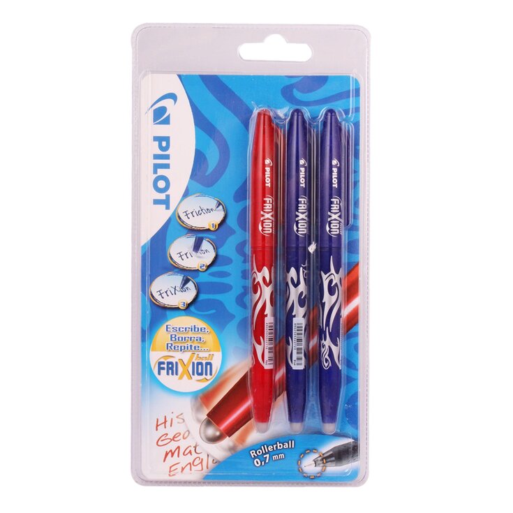 Bolígrafos Azules y Negros Pilot Frixion - 3 unidades
