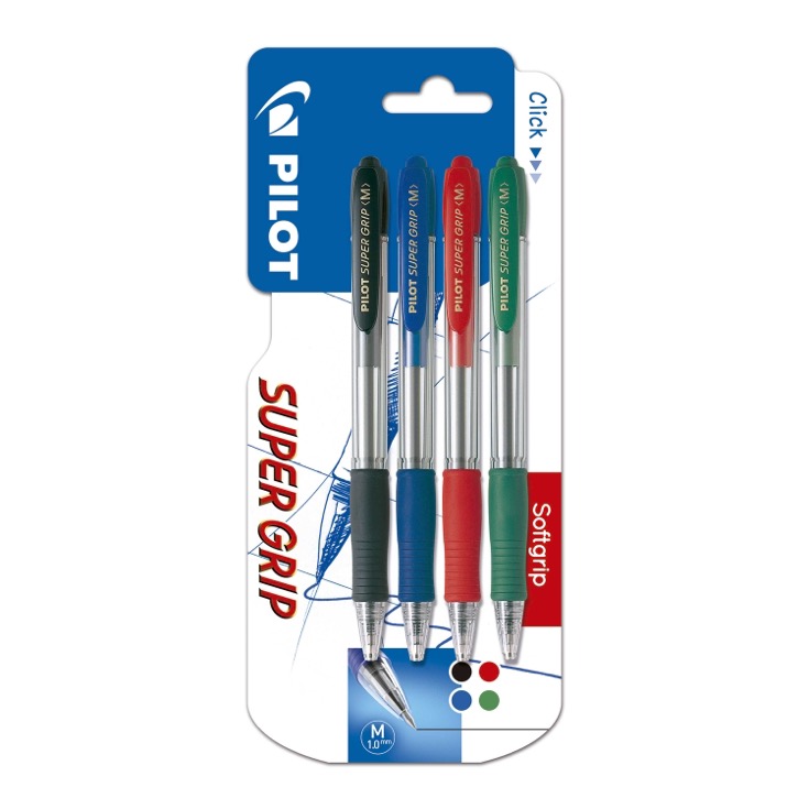 Bolígrafos Super Grip 4 colores
