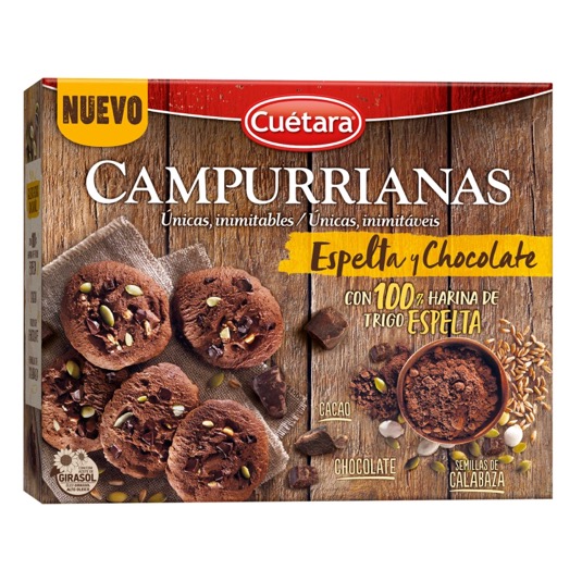Galletas espelta y chocolate Campurrianas Cuétara - 320g