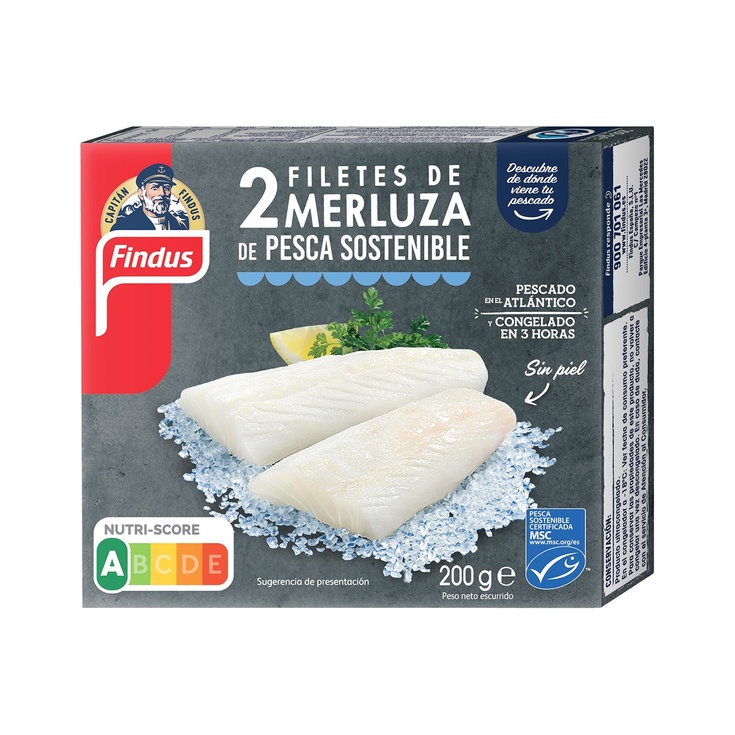 Filetes de merluza sin piel de pesca sostenible 2 piezas