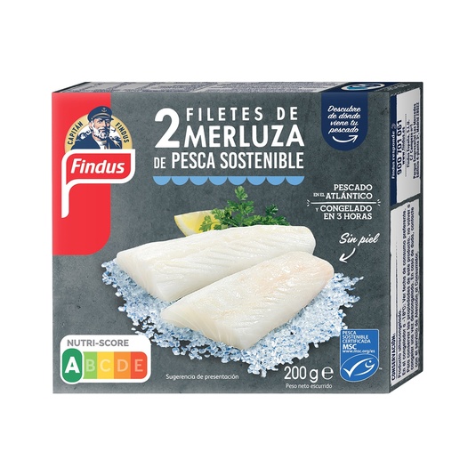 Filetes de merluza sin piel de pesca sostenible 2 piezas