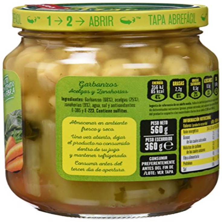 Garbanzos, acelga y zanahoria 360g