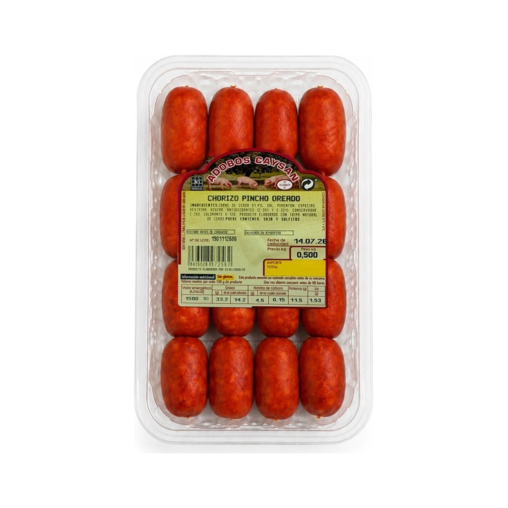 Chorizo Pincho Oreado Bandeja 500 g