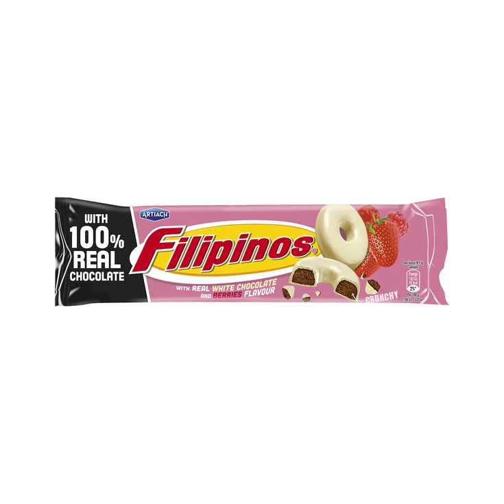 Filipinos con chocolate blanco y frutos rojos