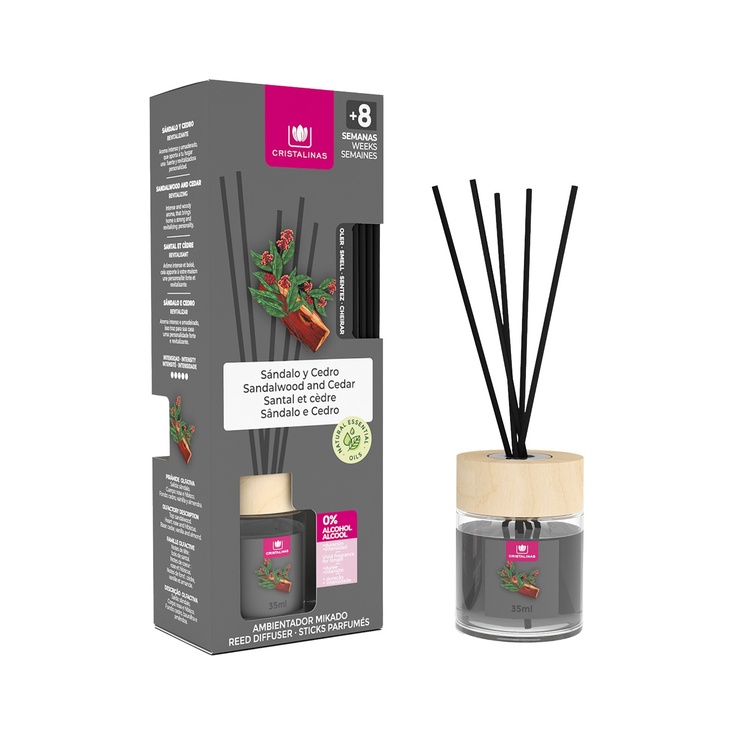 Ambientador mikado Sándalo y Cedro 0% alcohol frasco 40 ml