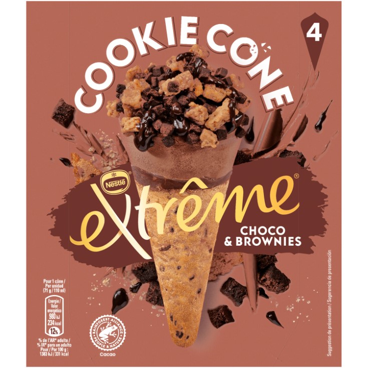 Cono de chocolate con cookie Extrême - 4 uds