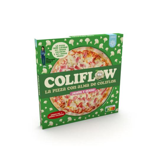 Pizza jamón y queso con base de coliflor - Coliflow - 400g