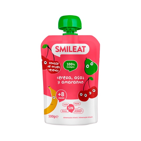 Pouche cereza, açai y amaranto 100% ecológico y sin gluten 