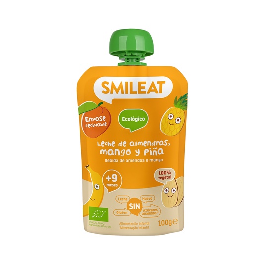Postre de leche de almendras, mango y piña ecológico 