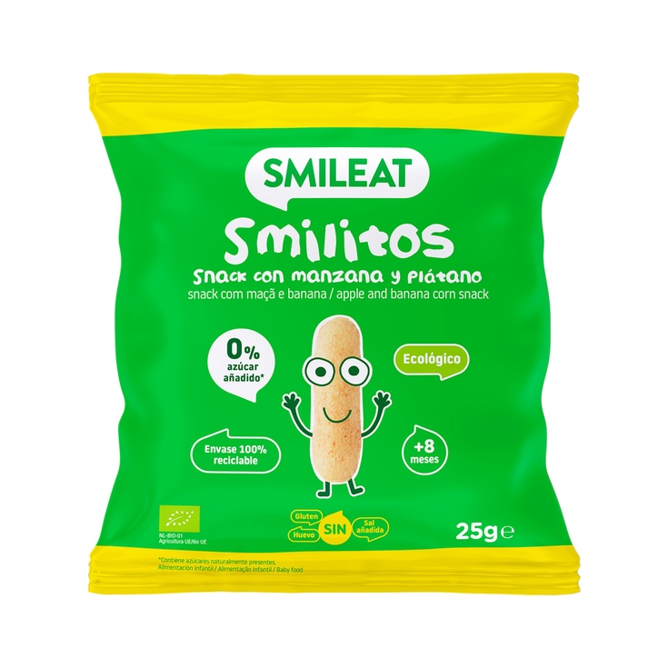 Smilitos snacks con manzana y plátano ecológico 