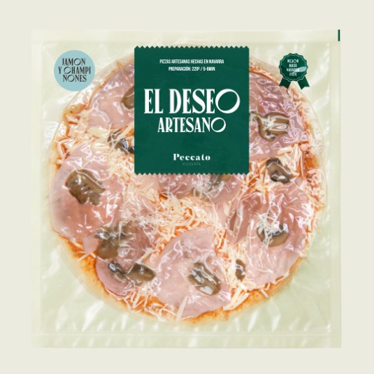 Pizza jamón y champiñones El deseo artesano - 400g