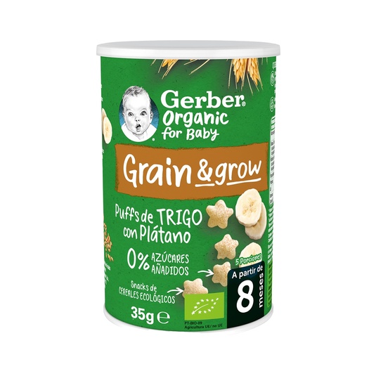 Snacks ecológicos de cereales con plátano 0% azúcares 