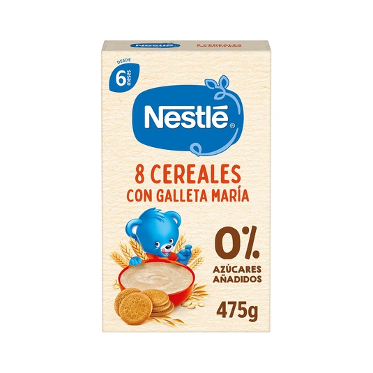 Papilla 8 cereales con galleta maría 0% azúcares