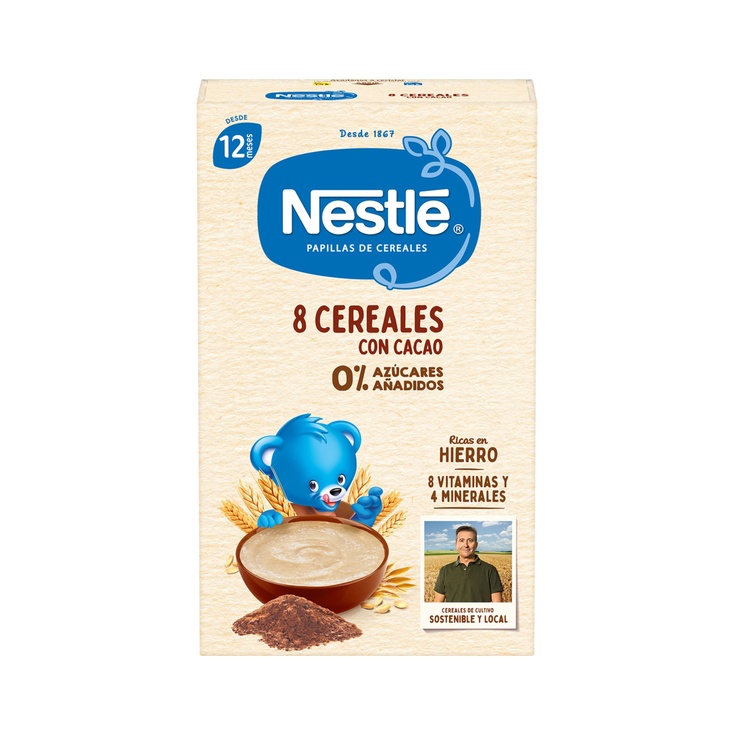 Papilla 8 cereales con cacao 0% azúcares 475g