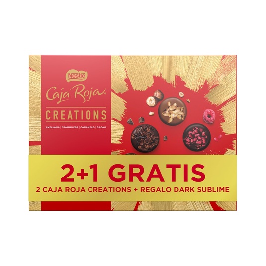 Caja roja Creations Bombones de chocolate 2 Estuches