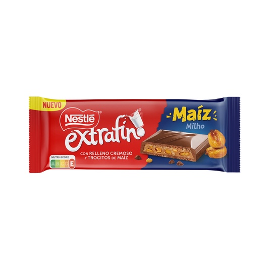 chocolate con relleno cremoso y trocitos de maíz