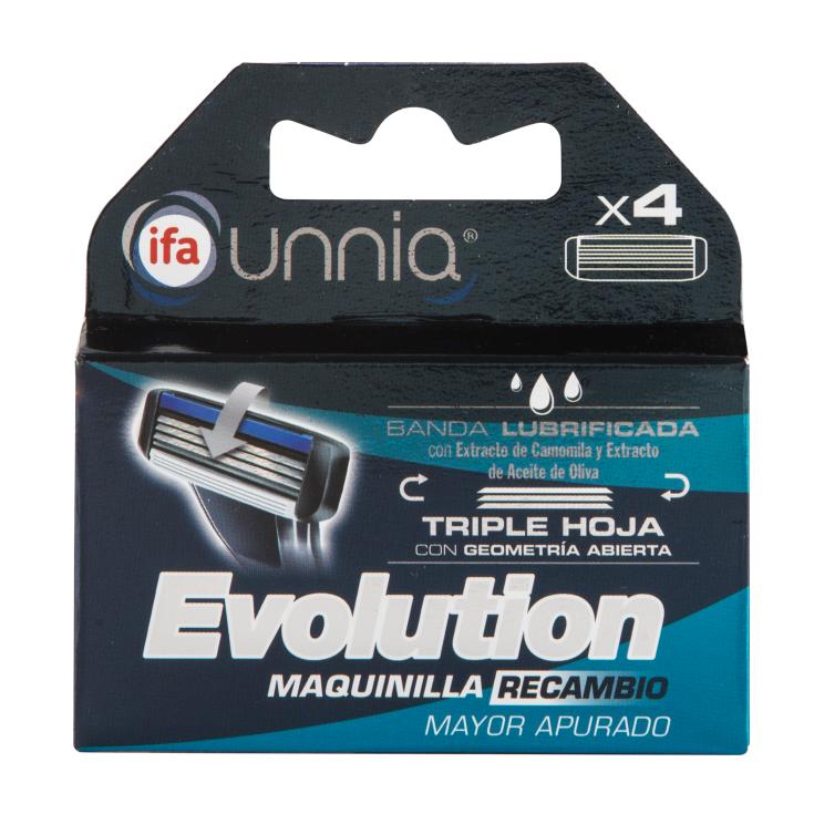 Recambio evolution 3 hojas - Unnia - 4 uds