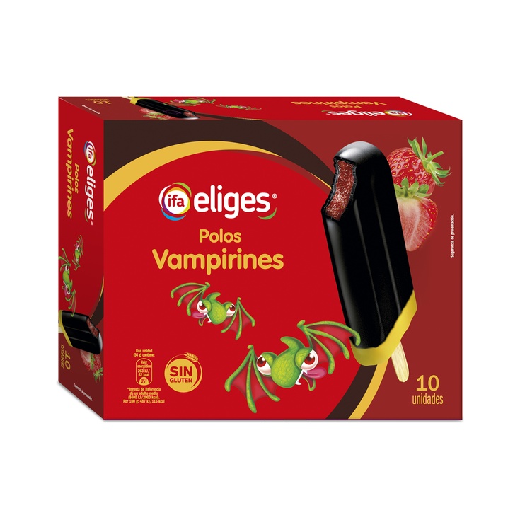 Polos vampirines sabor vainilla, fresa y coberuta de cola
